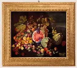 Still Life with Squash, Melon, Pears, Figs, Peaches, and Grapes