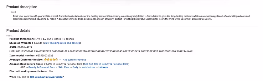 Product Description Without A Content Enhanced Brand Content EBC