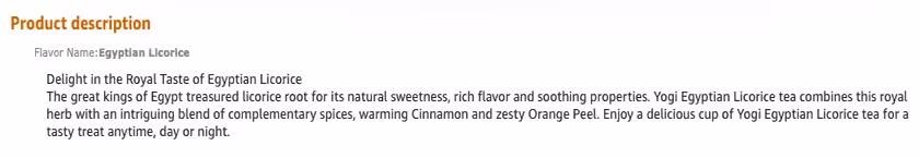 Product Description Yogi Tea