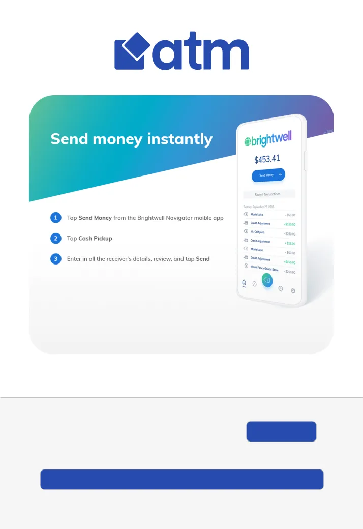A screen shot of the atm app.