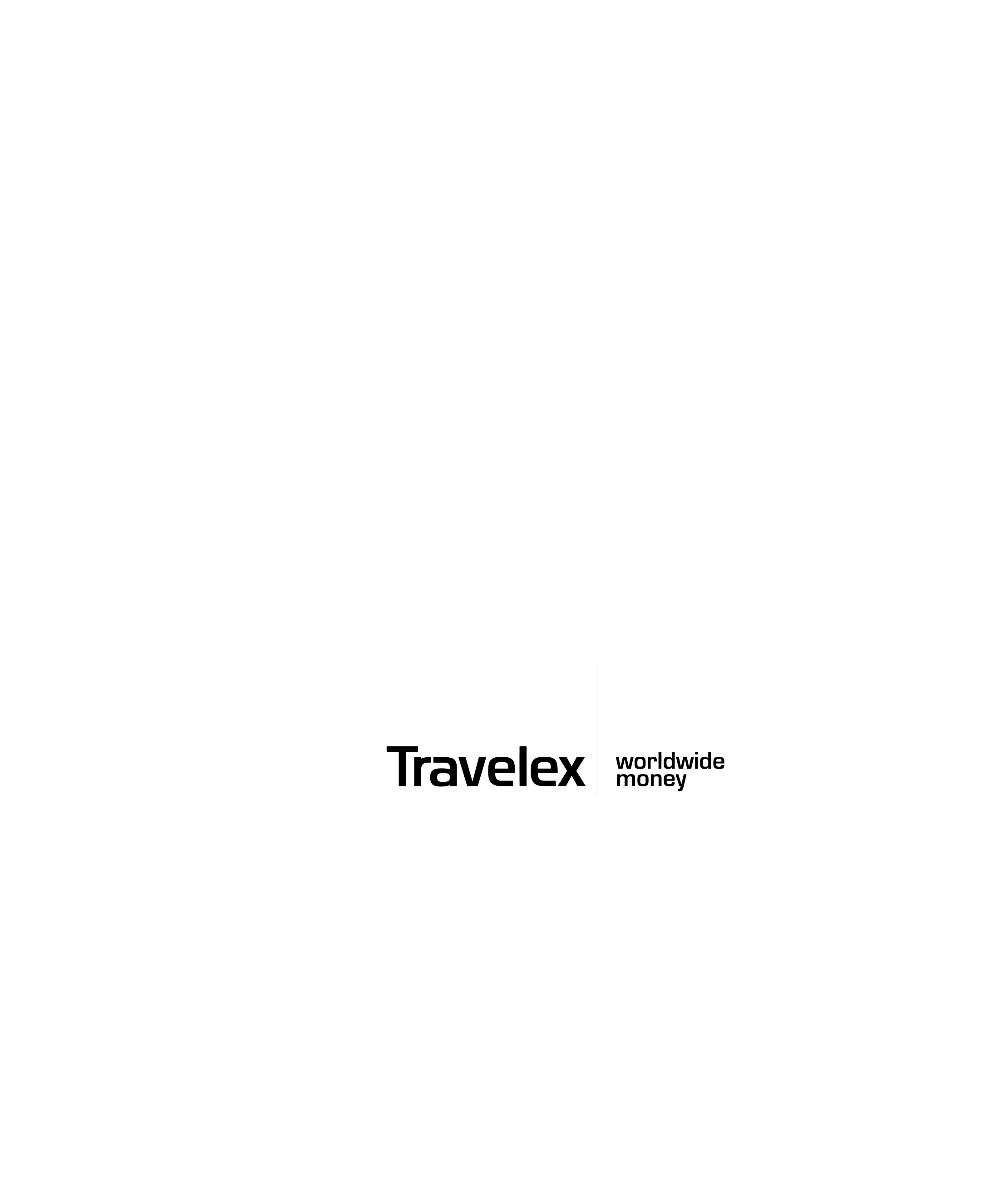 A white logo with the words NCR + travelex.