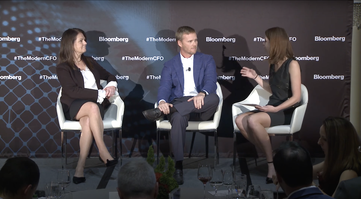 John McEwan, CFO of fintech Brightwell interviewed onstage by Bloomberg's Annie Massa with Susan Cosgrove, CFO and Managing Director of the Depository Trust & Clearing Corporation.