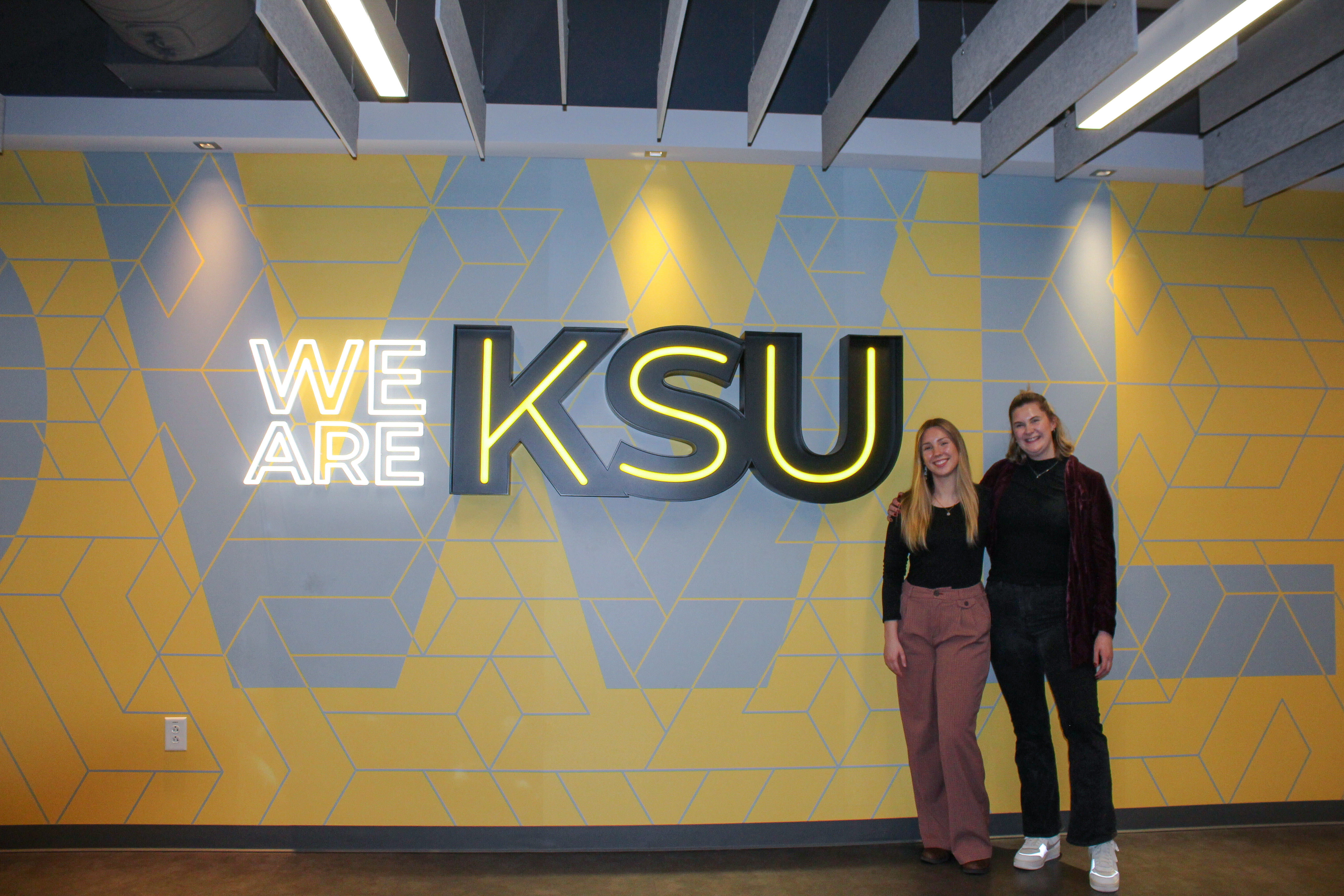 Brightwell marketing team members Taylor Bryant and Rachel Grant present at the KSU Marketing Association.