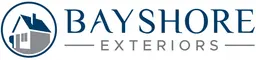 Bayshore Exteriors logo featuring a house icon inside a circle on the left with the company name to the right.