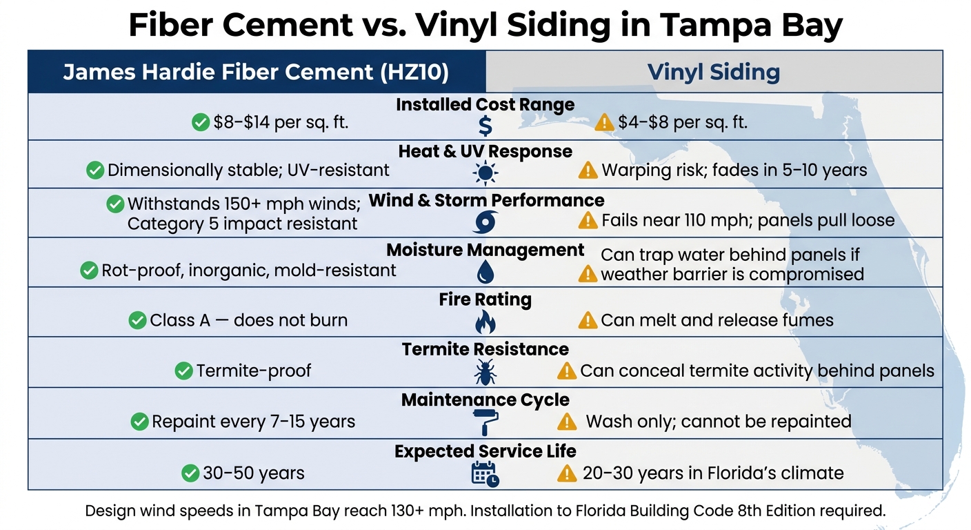 Fiber Cement vs. Vinyl Siding in Tampa Bay: Full Comparison