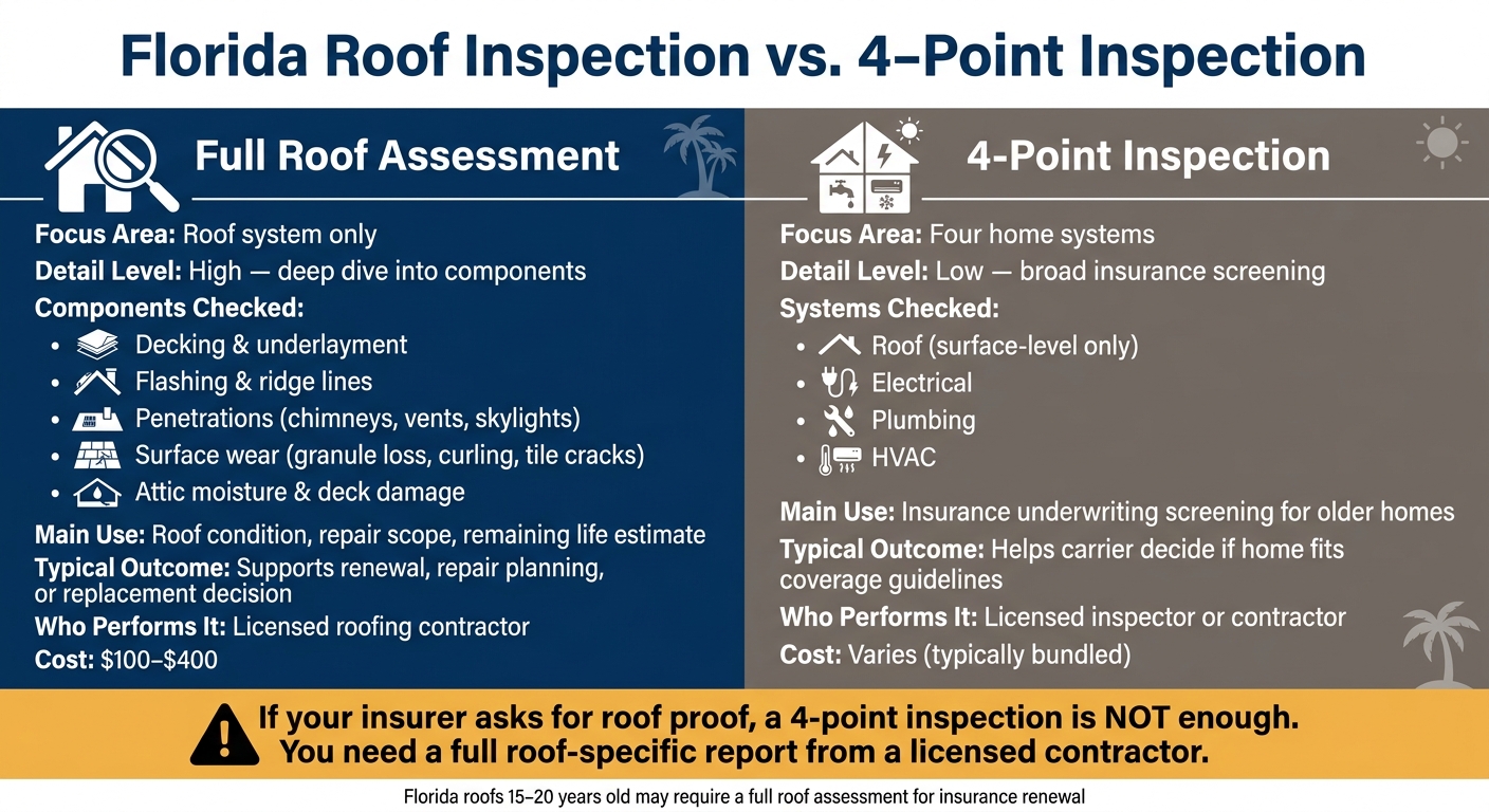 Florida Roof Inspection vs. 4-Point Inspection: Key Differences