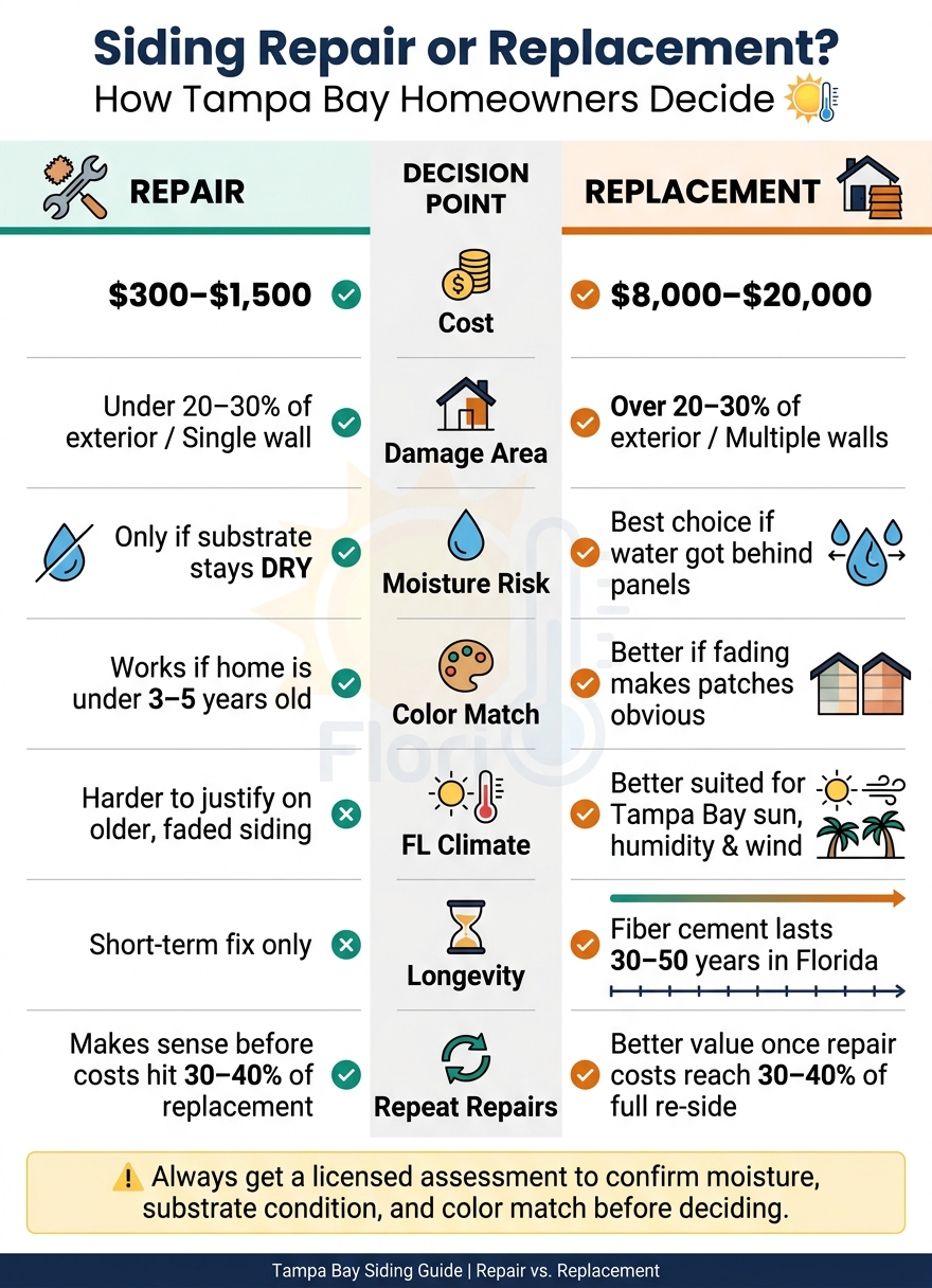 Siding Repair vs. Replacement: Tampa Bay Homeowner Decision Guide