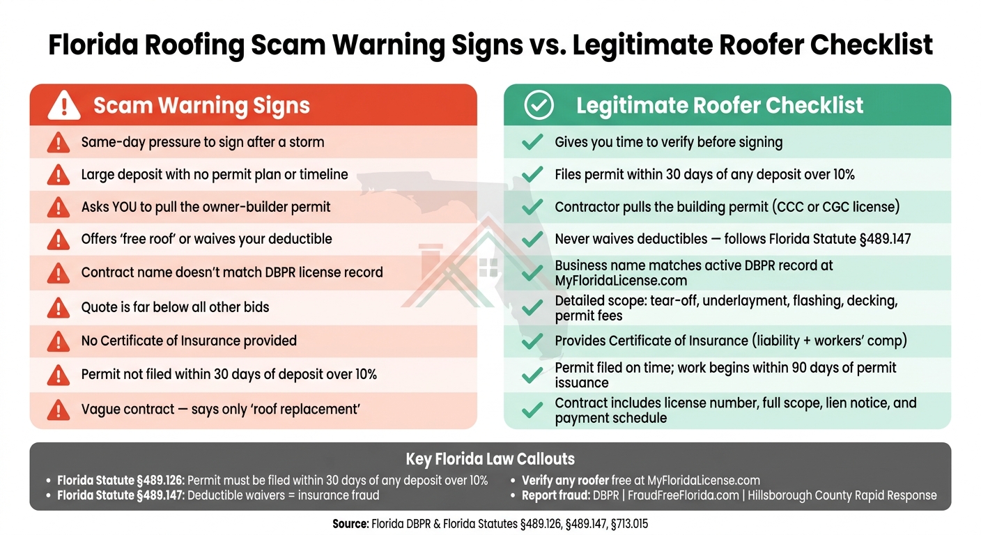Florida Roofing Scam Warning Signs vs. What Legitimate Roofers Do