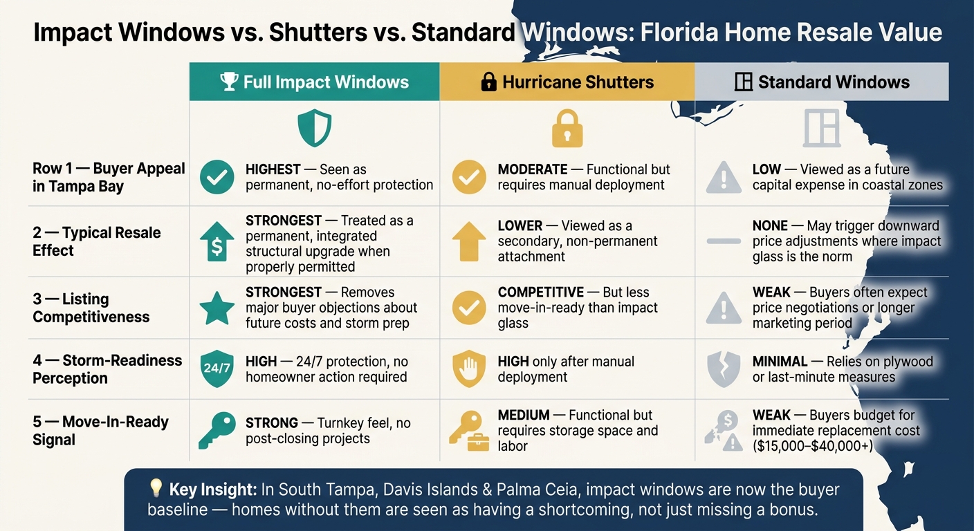 Impact Windows vs. Shutters vs. Standard Windows: Florida Resale Value Comparison