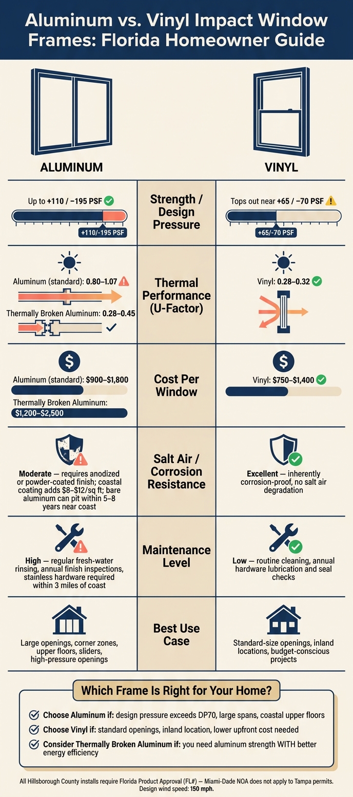 Aluminum vs. Vinyl Impact Windows: Florida Frame Comparison Guide