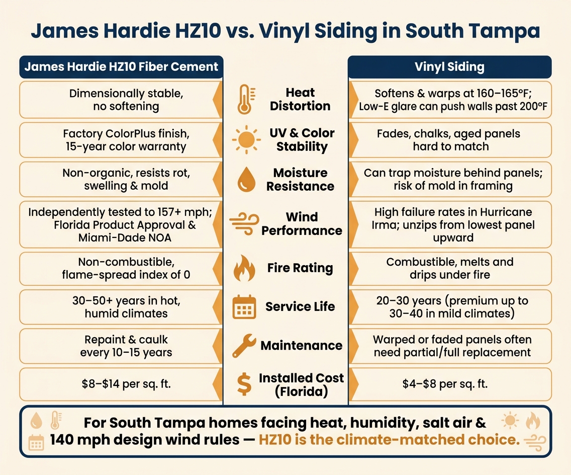 James Hardie HZ10 vs. Vinyl Siding: South Tampa Climate Performance