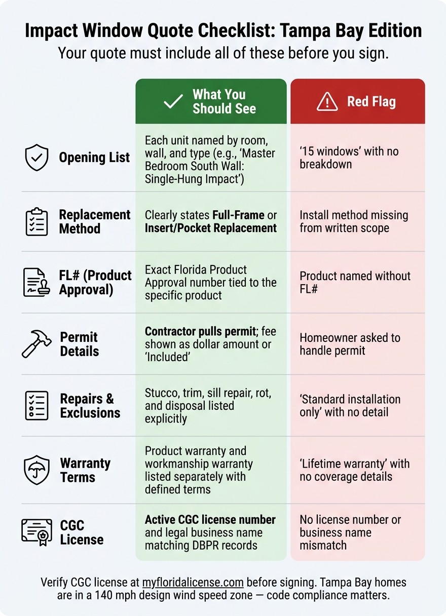 Impact Window Quote Checklist: What to Look For vs. Red Flags in Tampa Bay