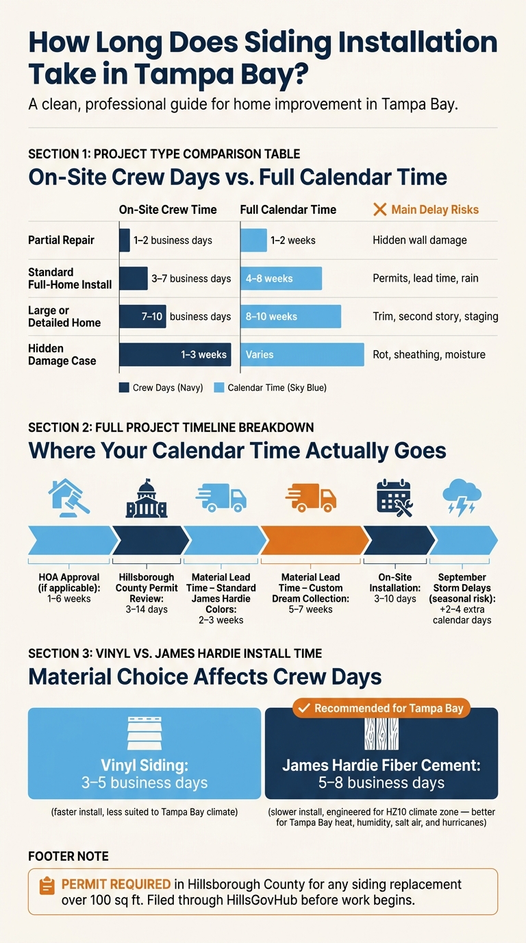 Tampa Bay Siding Installation Timeline: On-Site Days vs. Full Calendar Time