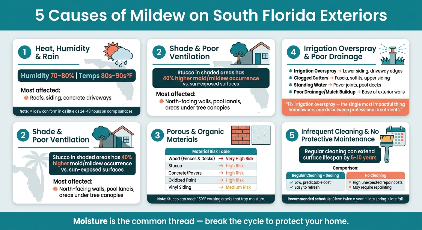 5 Causes of Mildew on South Florida Exteriors: Risk Factors & Surfaces