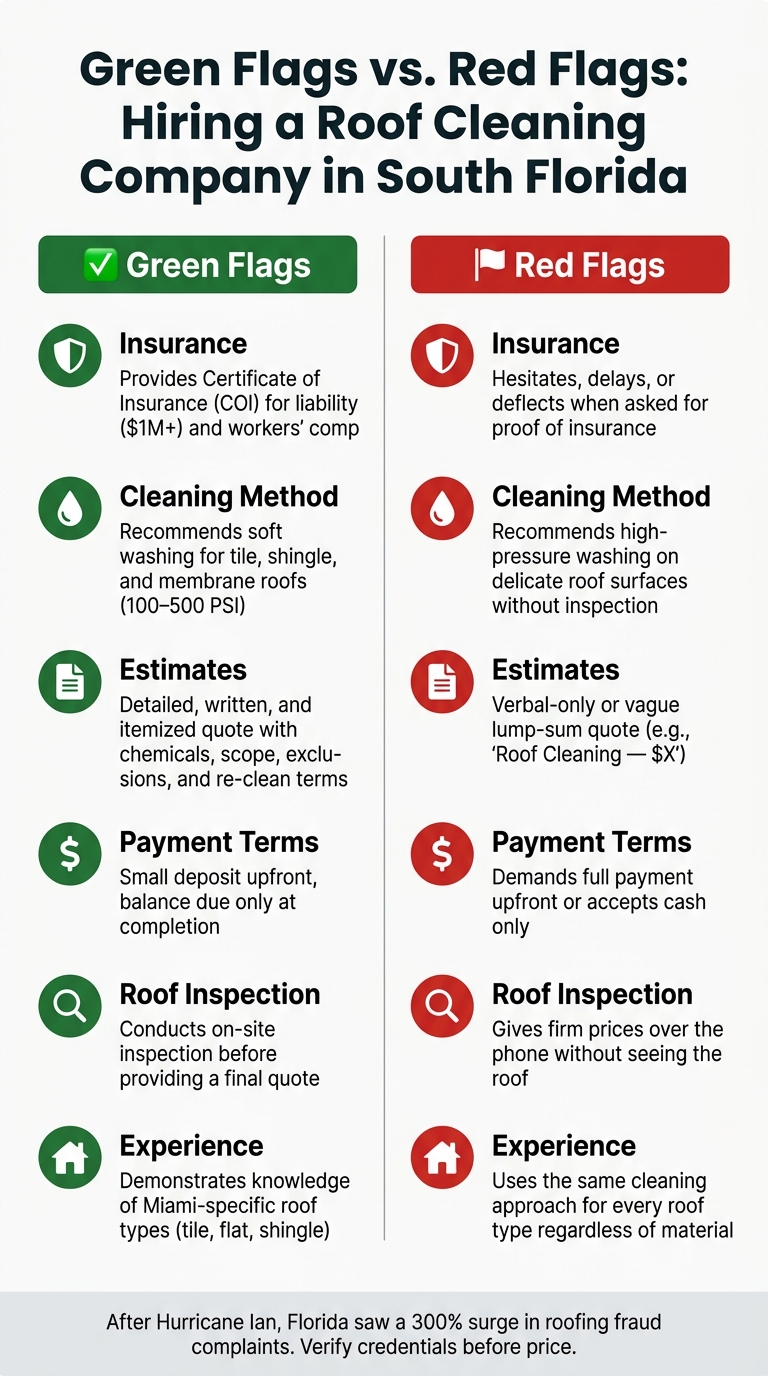 How to Compare Roof Cleaning Companies in South Florida: Green Flags vs. Red Flags