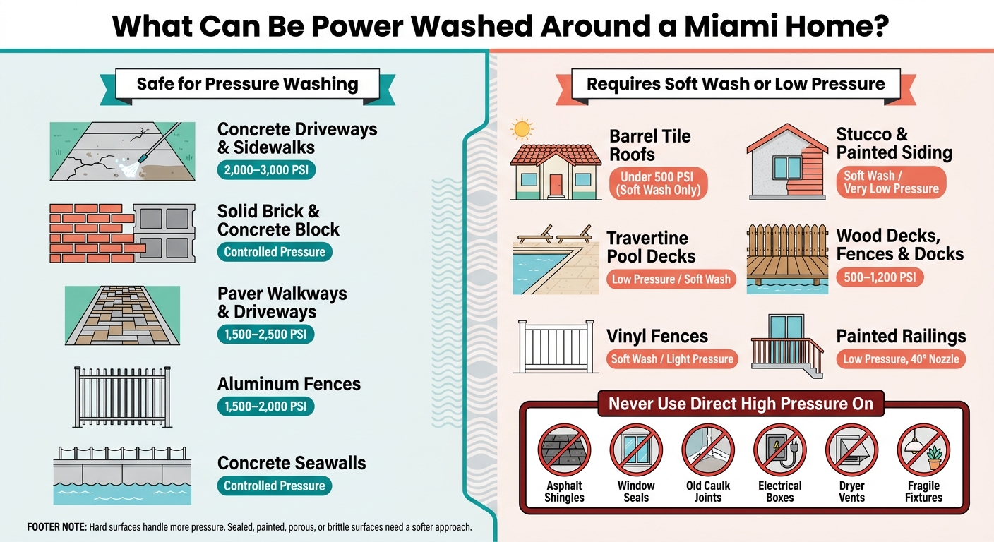 Miami Home Surfaces: Pressure Wash vs. Soft Wash Guide