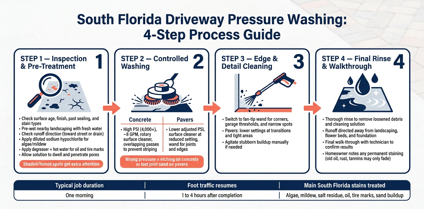 South Florida Driveway Pressure Washing: 4-Step Process Guide