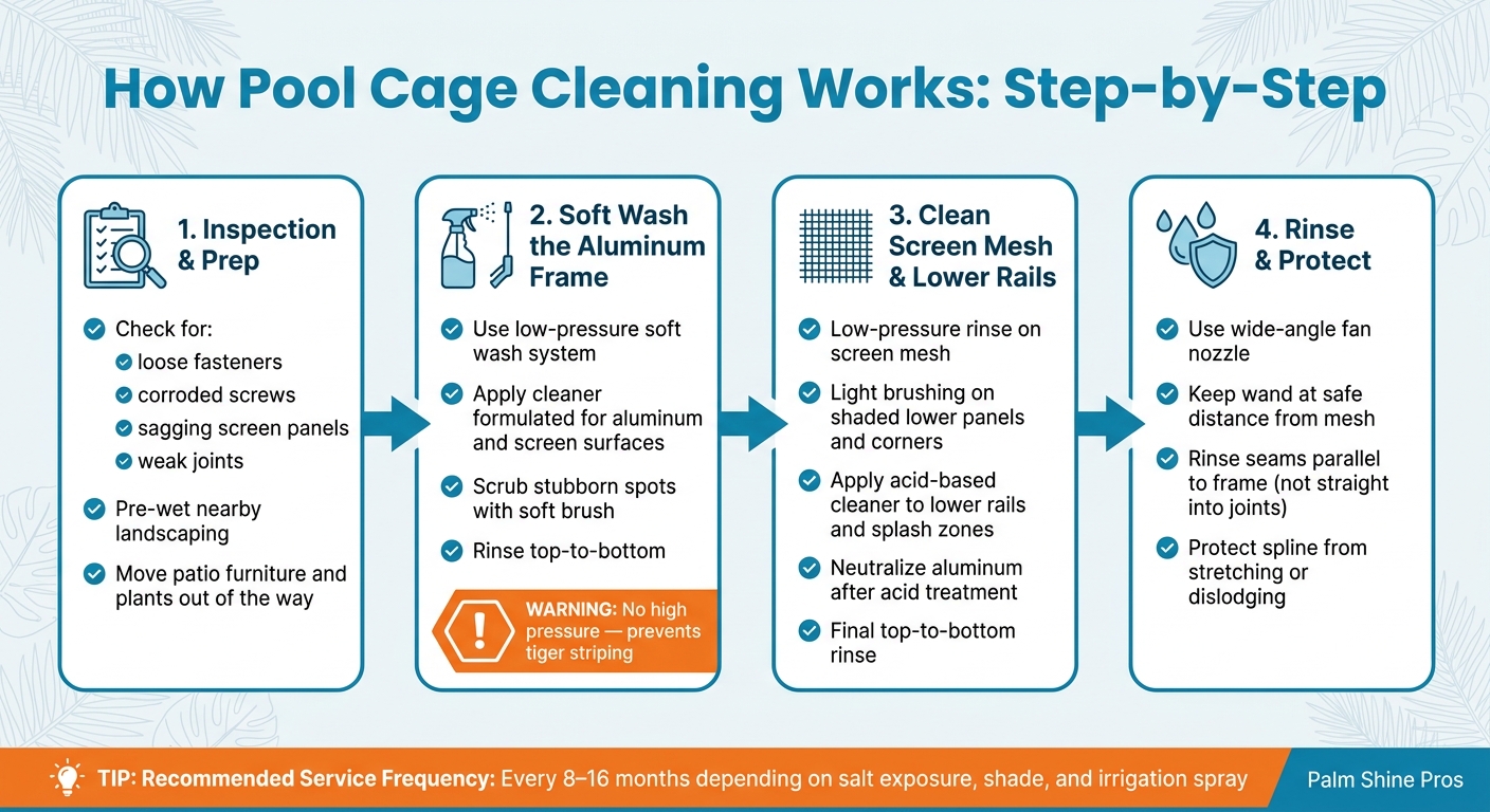 Pool Cage Cleaning Process: Step-by-Step Guide for South Florida Homes