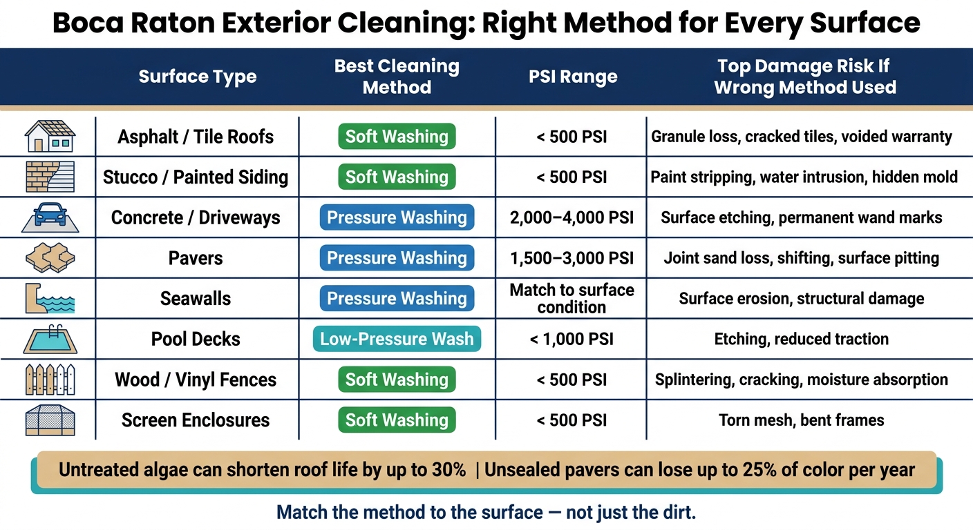 Boca Raton Home Exterior Cleaning: Right Method by Surface