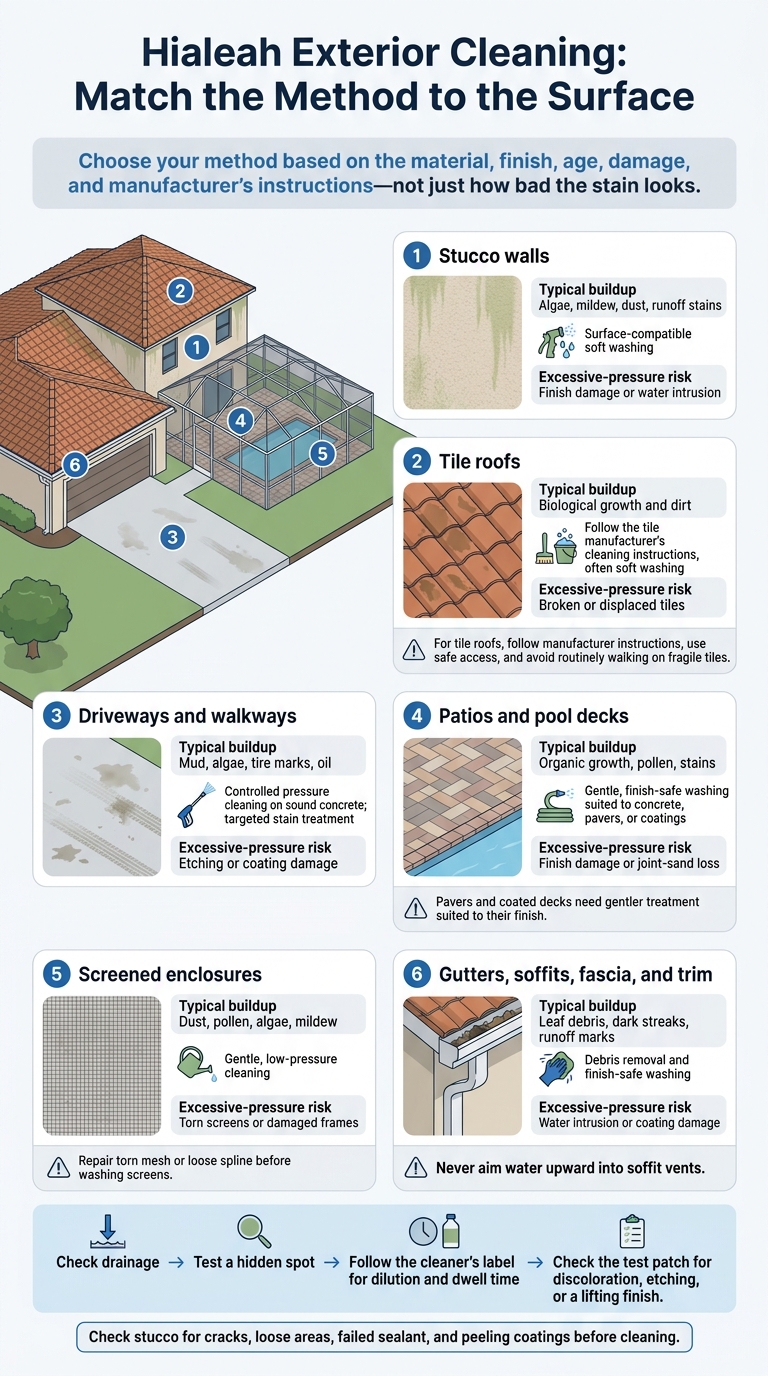 Hialeah Exterior Cleaning: Match the Method to the Surface