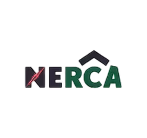 Stylized text reading 'NERCA' with a red lightning bolt through the letter N and a black caret symbol above the letter C.