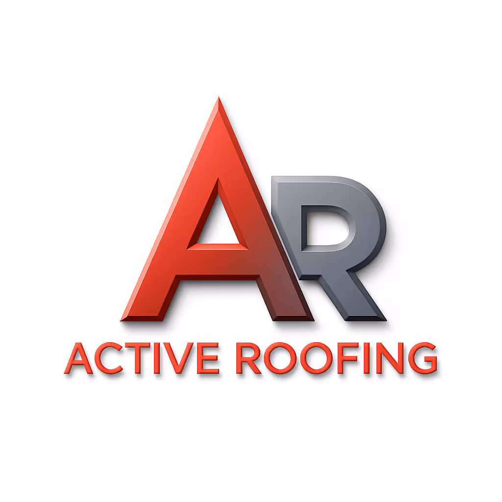 Logo with large 3D letters A in red and R in gray above the text Active Roofing in red.