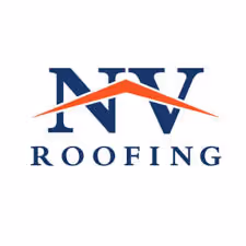 NV Roofing logo with stylized roof graphic over the letters NV.
