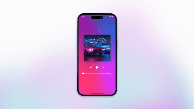 Animated shader shine effect on a Flutter app card (ShaderBuilder demo)