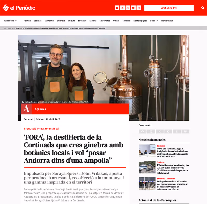 ‘FORA’, la destil·leria de la Cortinada que crea ginebra amb botànics locals i vol “posar Andorra dins d’una ampolla”