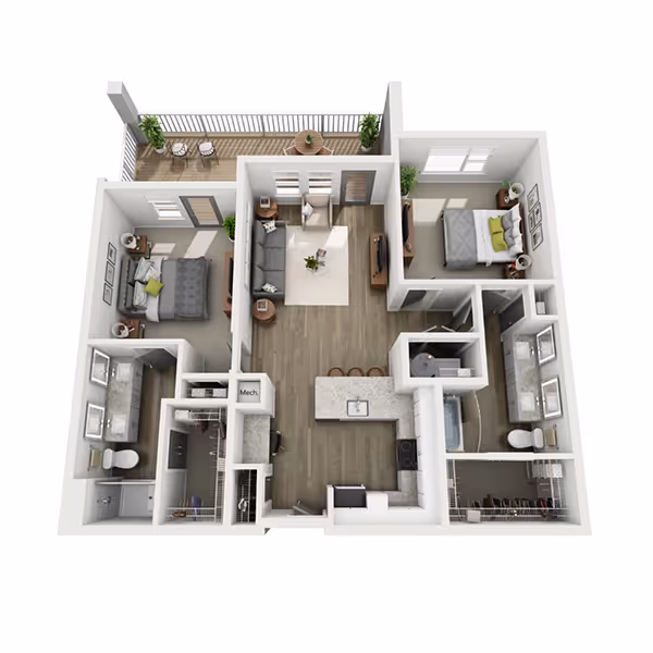2 bed floor plan image