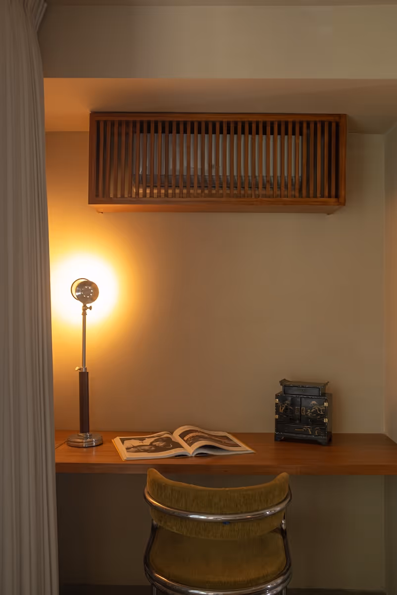 Minimalist workspace with a wooden desk