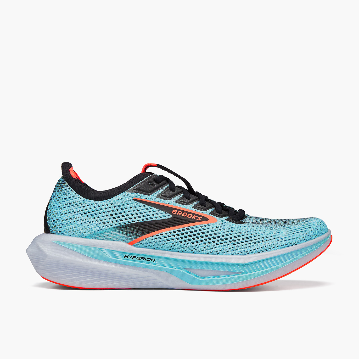 Aqua blue Brooks running shoe - professional footwear photography studio