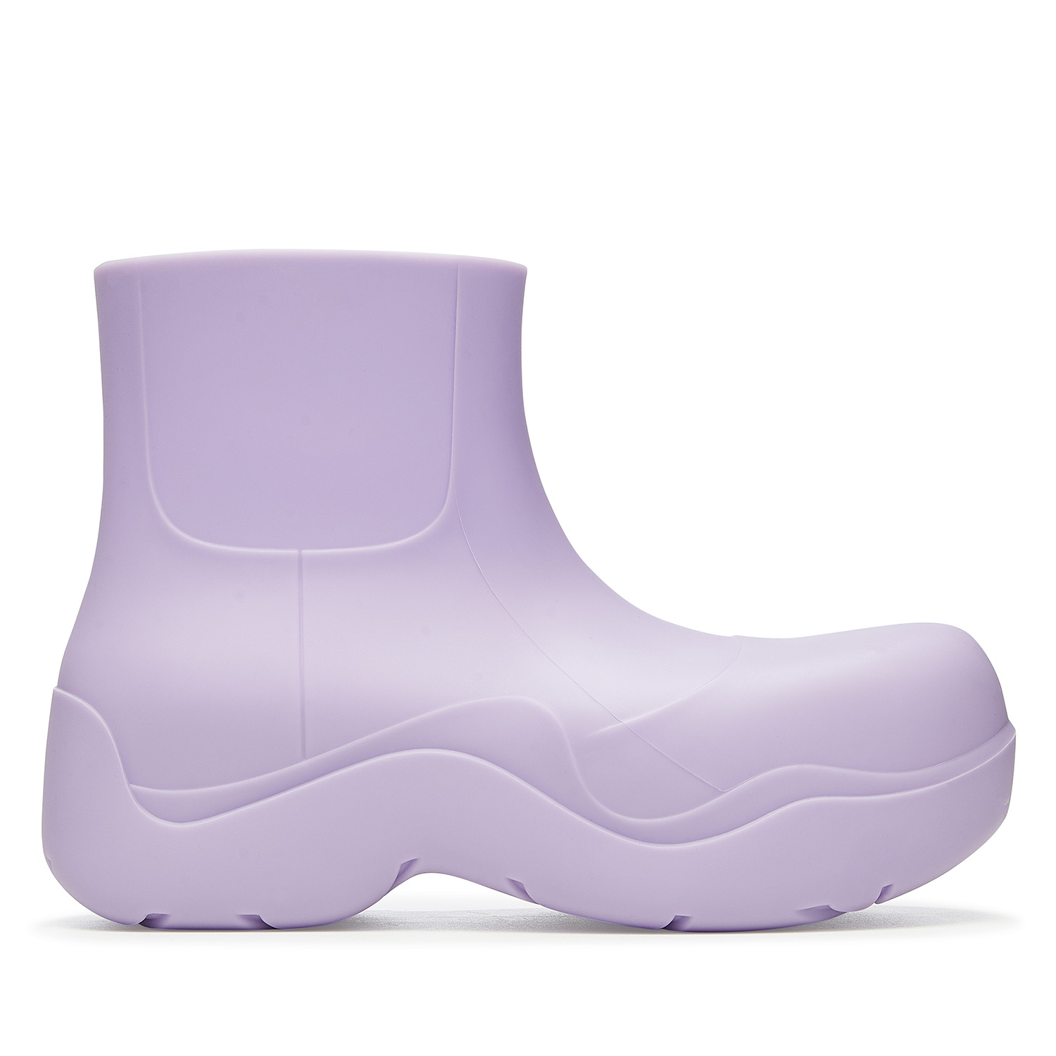 Purple Bottega Veneta puddle boot - luxury footwear photography for eCommerce