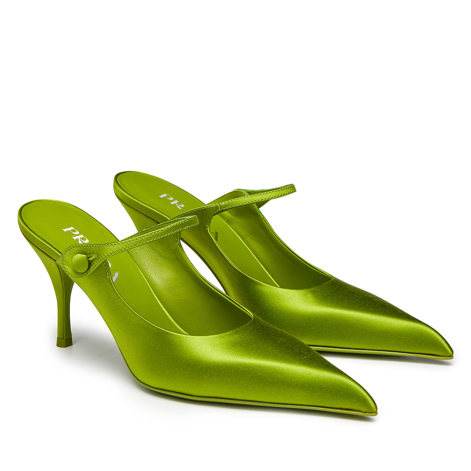 Lime green Prada pointed pump - pair side profile
