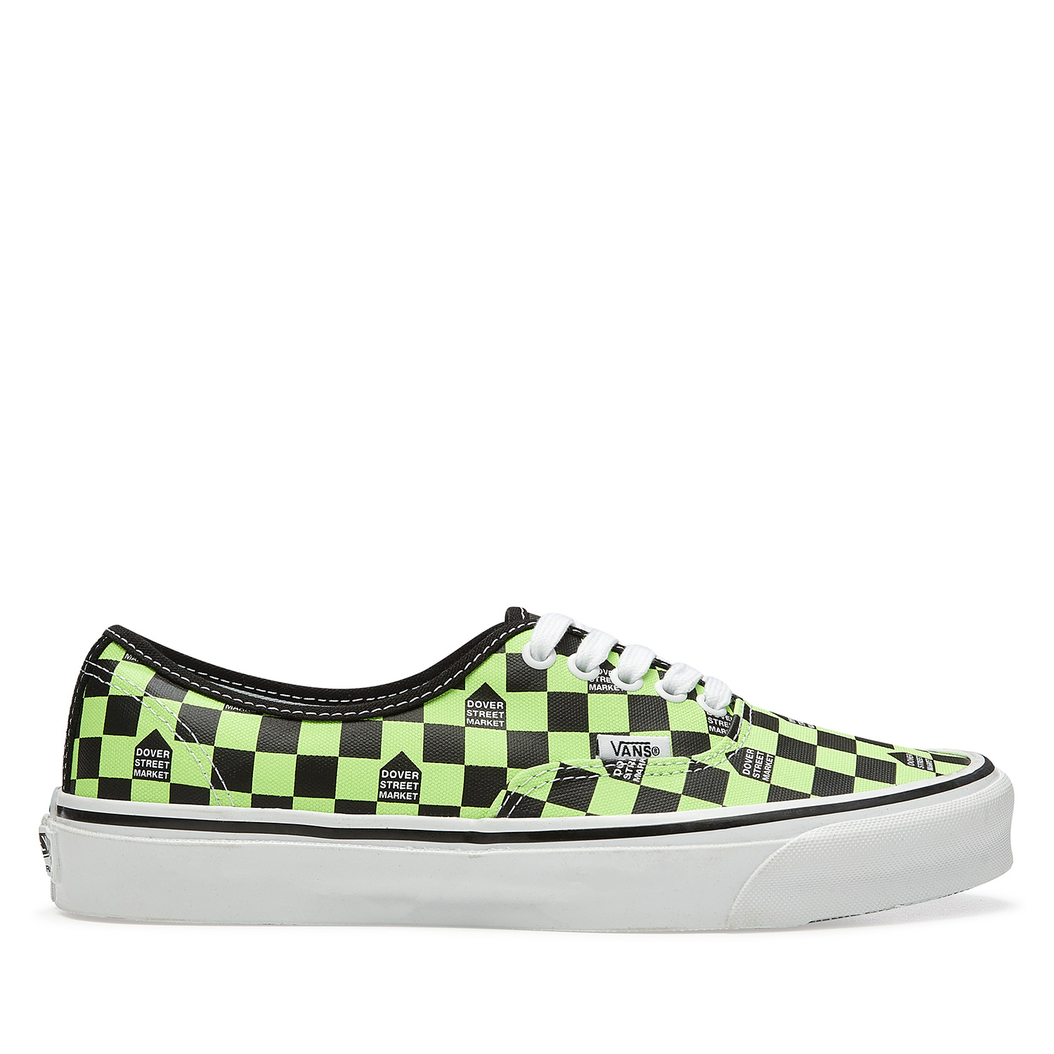 Green and white checkerboard Vans slip-on sneaker - hero angle