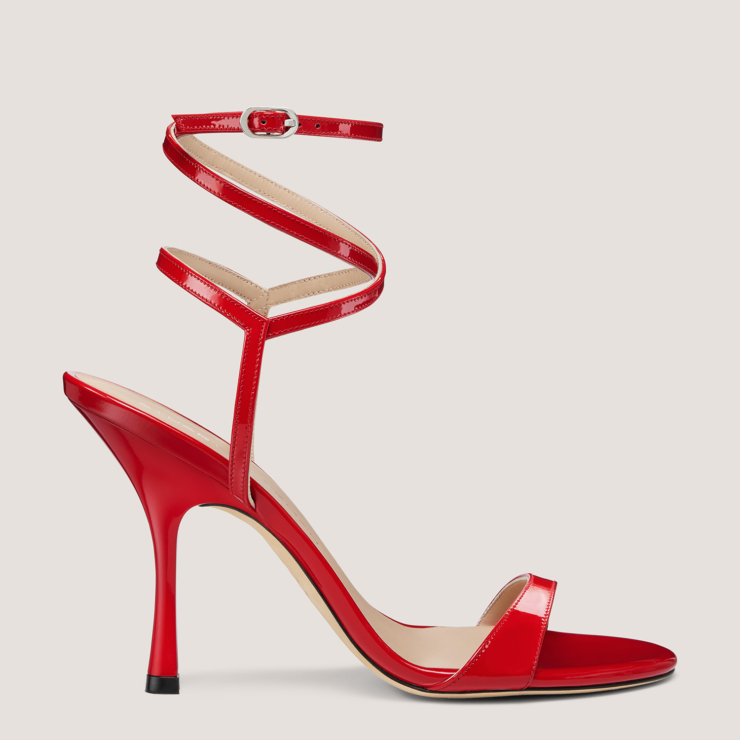 Red strappy Stuart Weitzman stiletto heel - hero angle