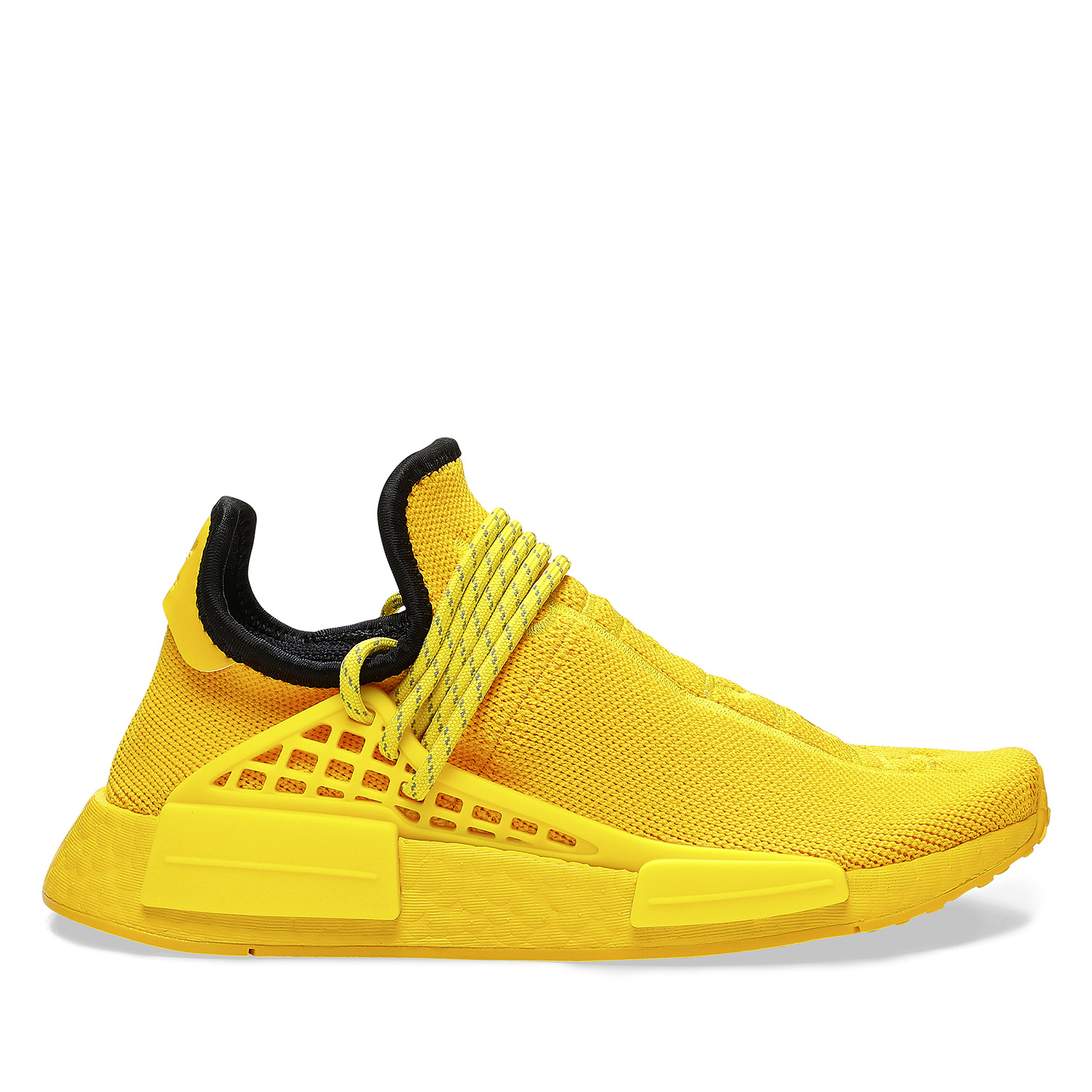 Yellow Adidas Pharrell HU sneaker - hero angle
