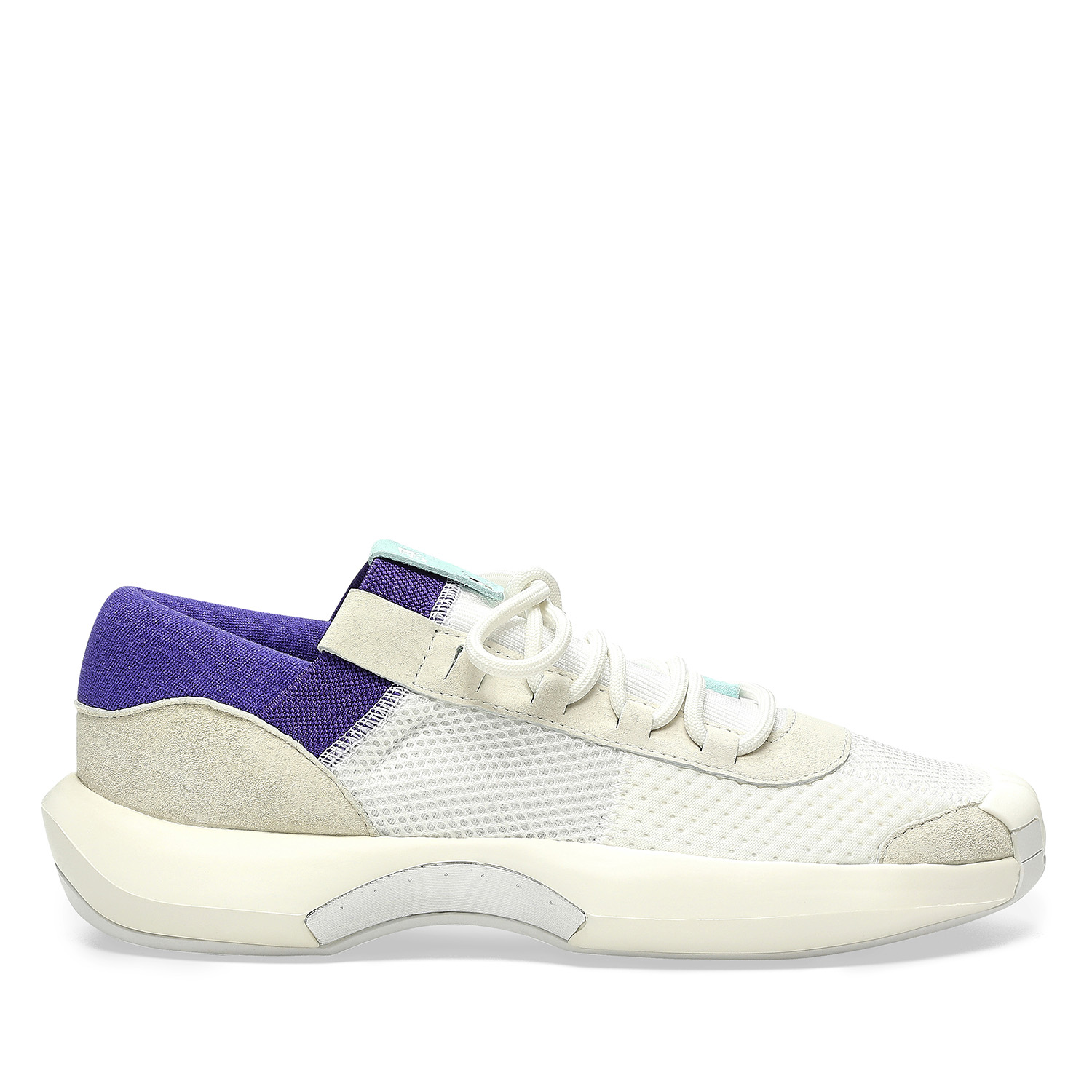White and purple Adidas sneaker - profile view