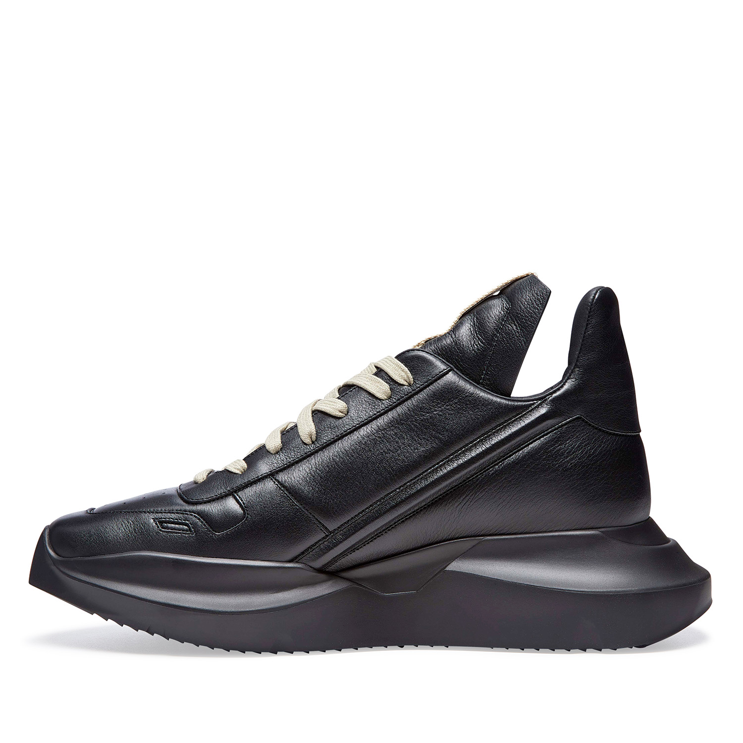 Black Rick Owens sneaker - profile view