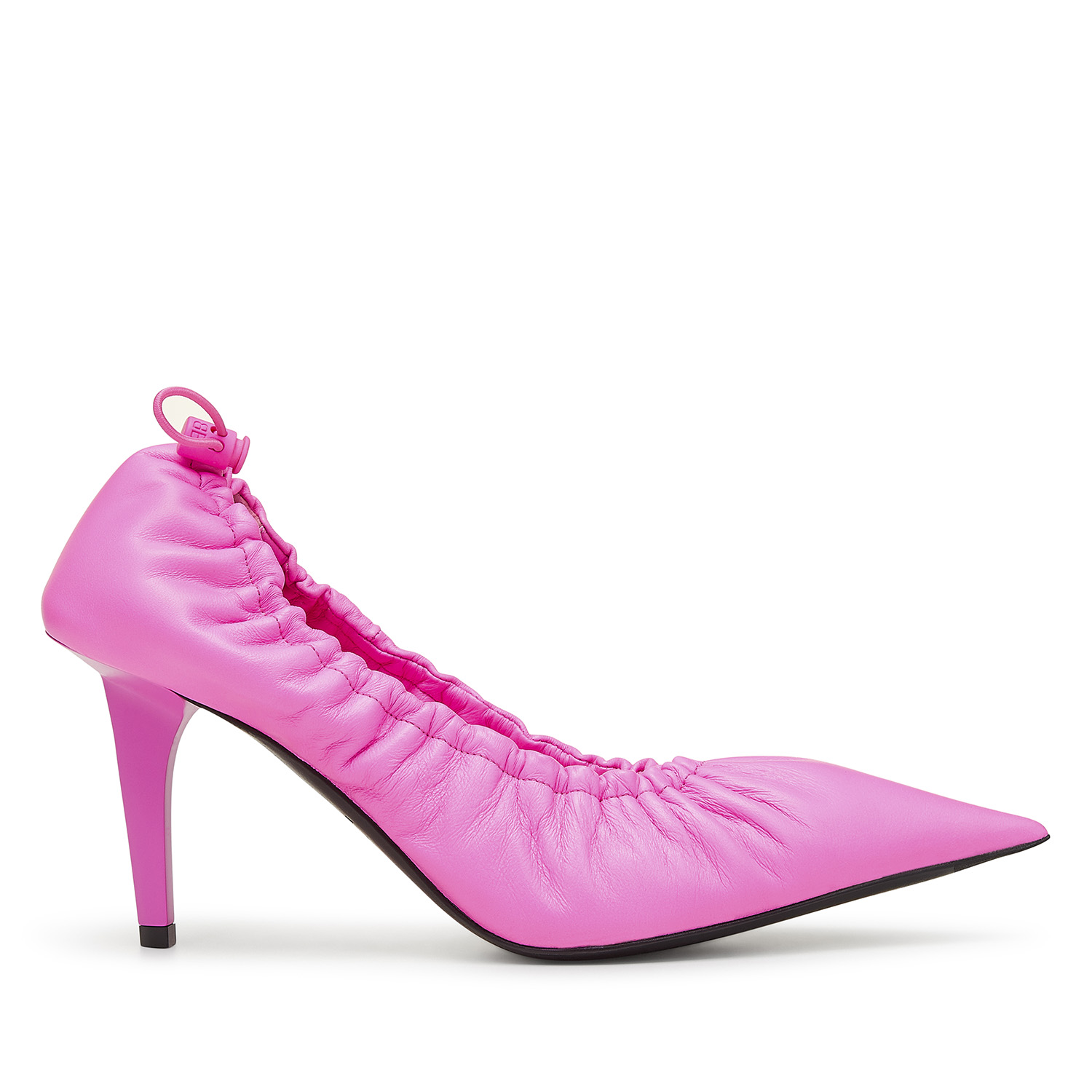 Pink Balenciaga pump with ruched detail - profile view