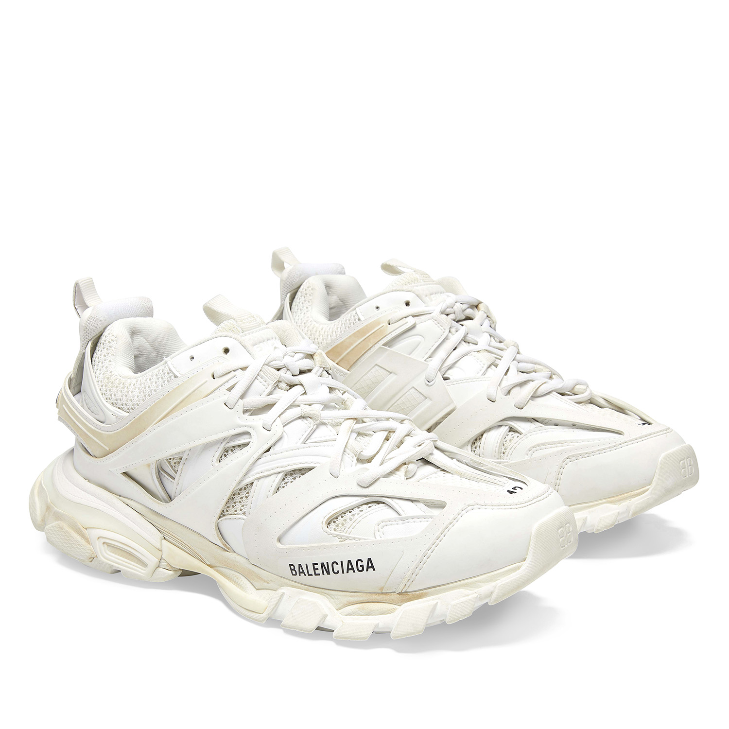 Cream Balenciaga sneaker pair - front-facing arrangement