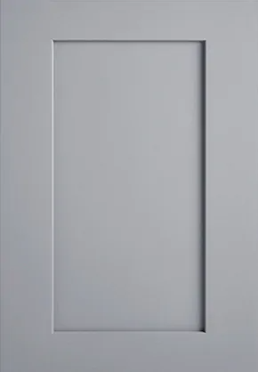 Close-up of a minimalist gray door panel with a rectangular recessed center.
