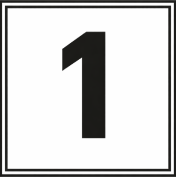 Black number 1 centered inside a double-lined square border on a white background.
