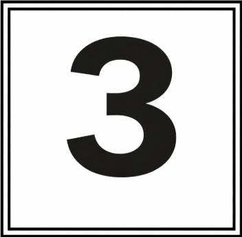 Black number 3 centered inside a double-lined black square border on white background.
