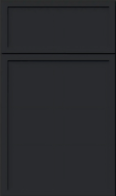 Close-up of a beige cabinet door with a rectangular panel and trim detailing.