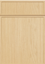 Minimalist white panel design with one thin horizontal rectangle above a larger vertical rectangle.