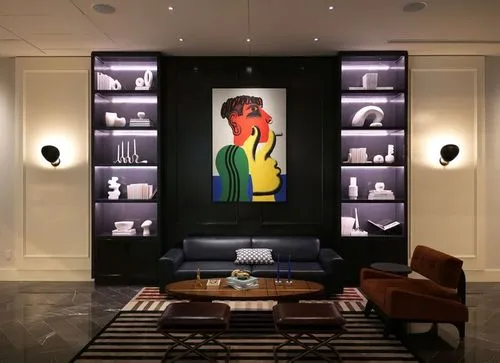 colorful portrait in hotel lobby