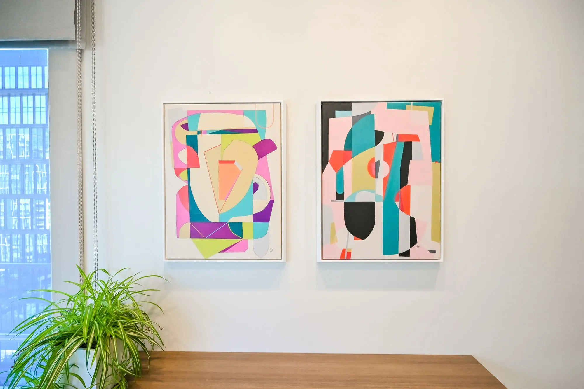 colorful abstract art on wall