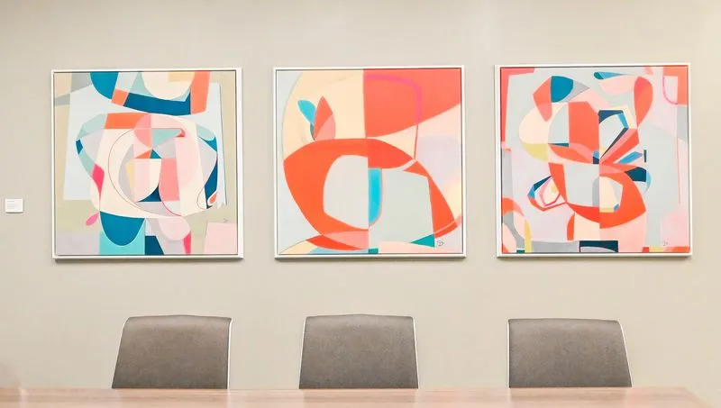 bright colorful art in boston conference room