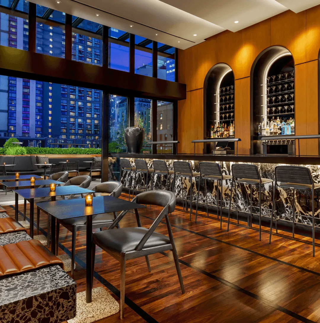 hotel restaurant at night time